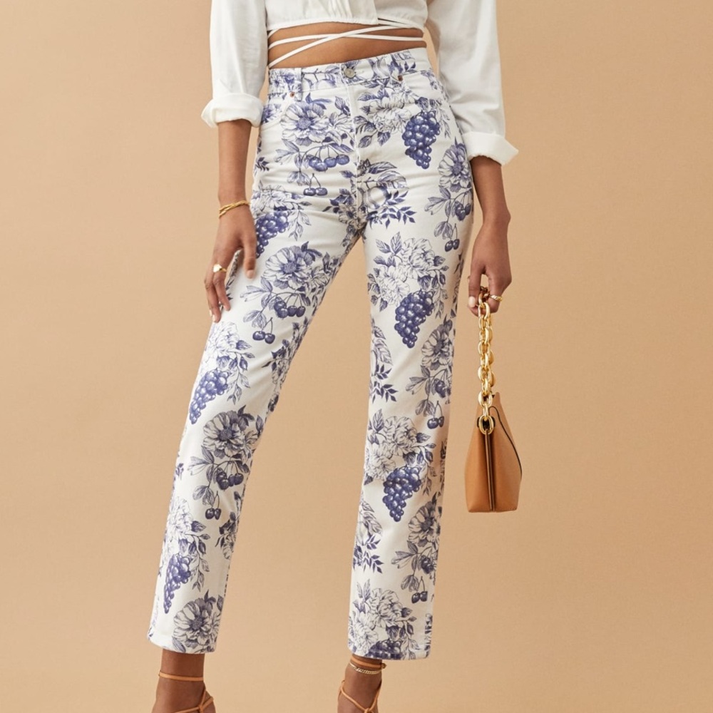 NWT Reformation Cynthia Toile high rise straight jeans